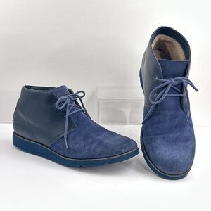 UGG Blackwell Chukka Boots Mens 9.5 Navy Blue Leather Suede Lined Lace Up Desert